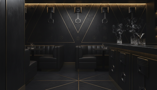 Dark moody golden background with engine and alchemical motifs